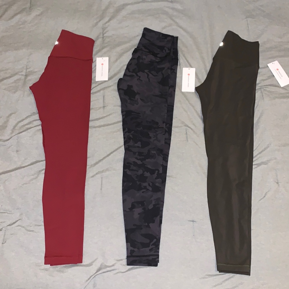 Heynuts leggings (lululemon dupe) garnet red, dark olive, camp grey bundle